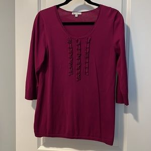 Women’s lightweight scoop neck fuchsia sweater, L